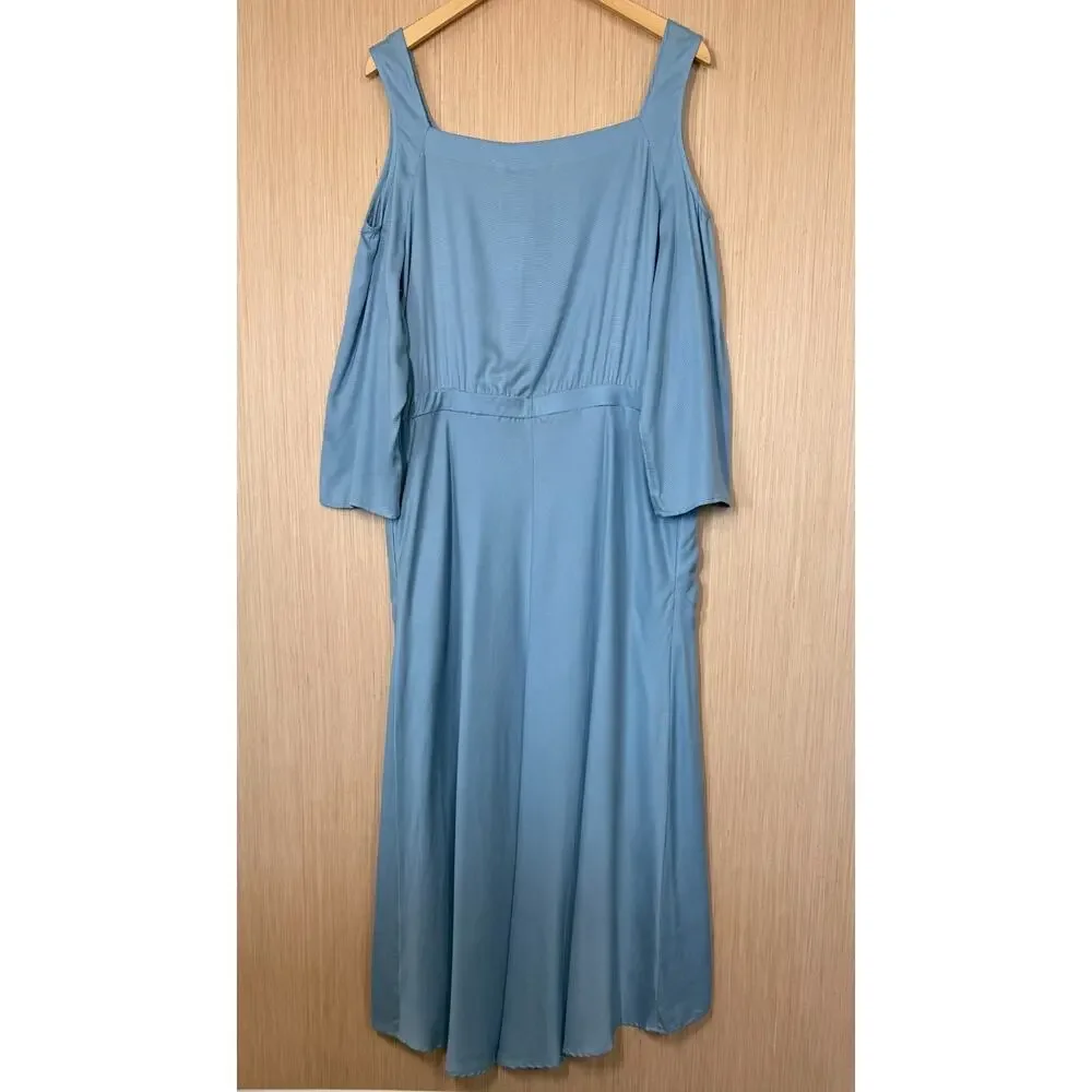 NWOT Soft Surroundings Tencel High Low Maxi Dress Size XL Button Front Pockets - Picture 5 of 12